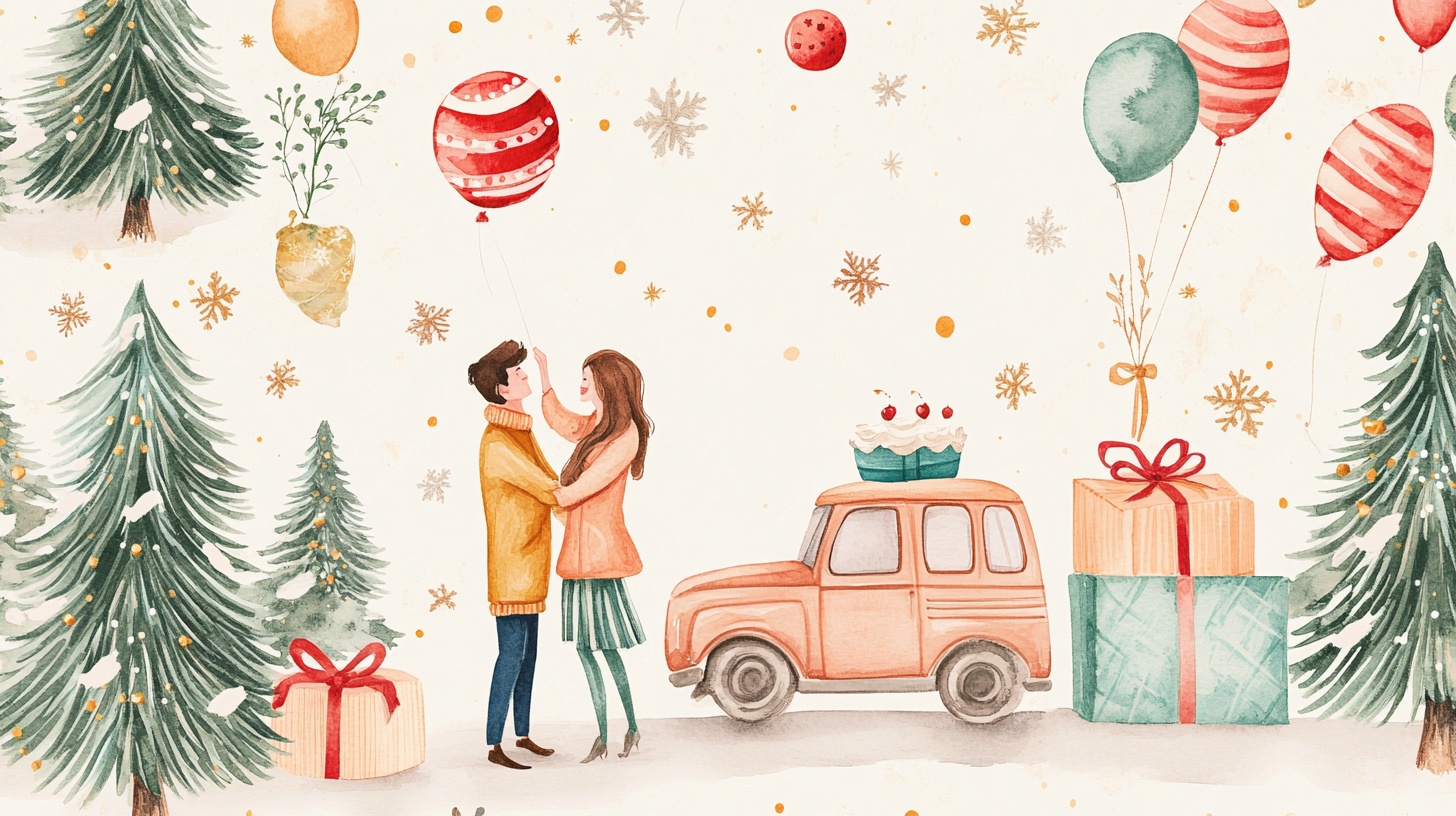 冬日情侣浪漫圣诞场景