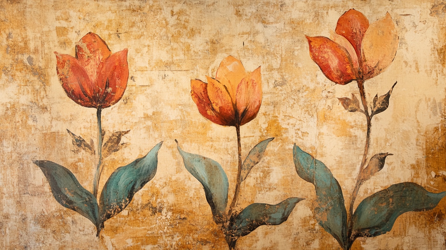 三朵郁金香油画装饰画