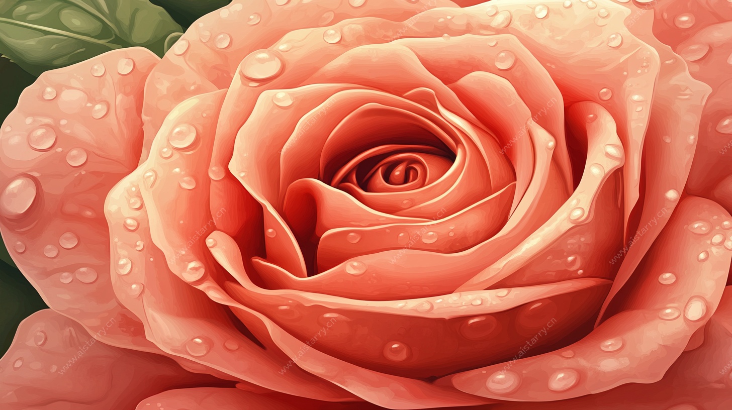 娇艳带露粉玫瑰