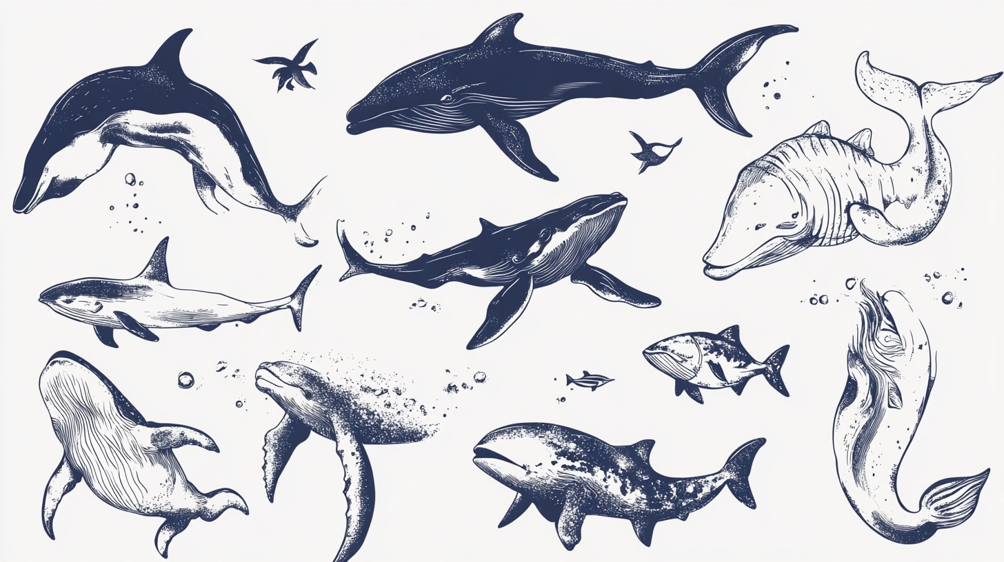 海洋生物手绘插画集合