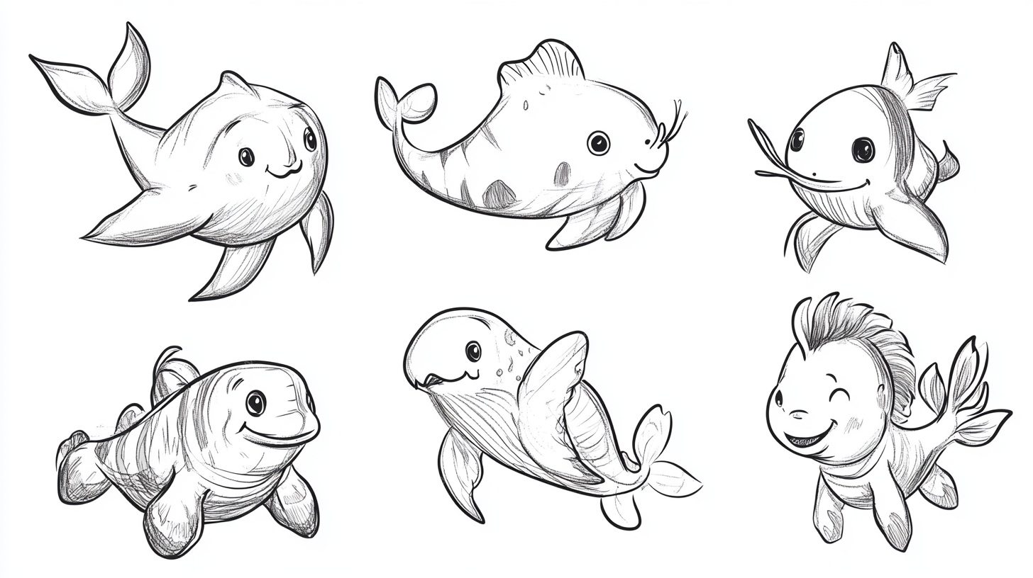 可爱卡通鱼类形象集合