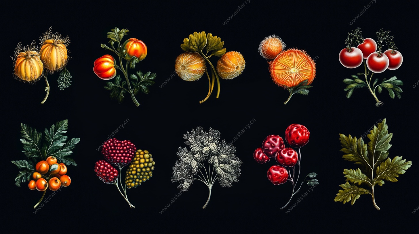 复古风手绘果蔬植物集