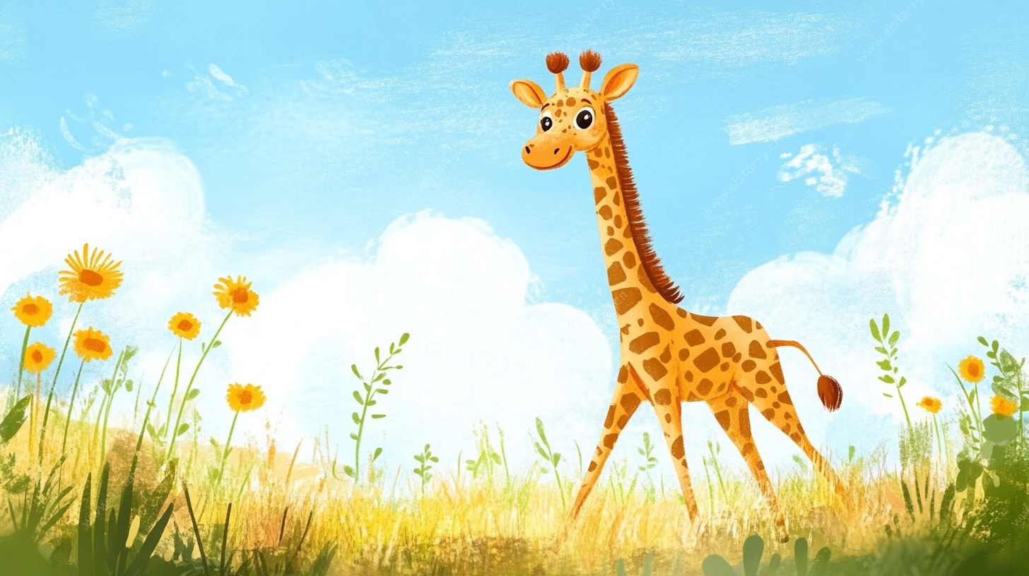 漫步草原的可爱长颈鹿