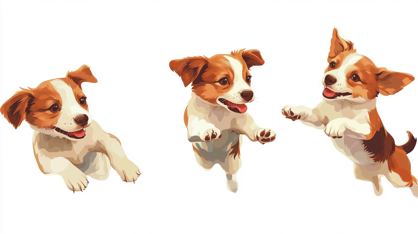 三只跳跃的可爱小猎犬