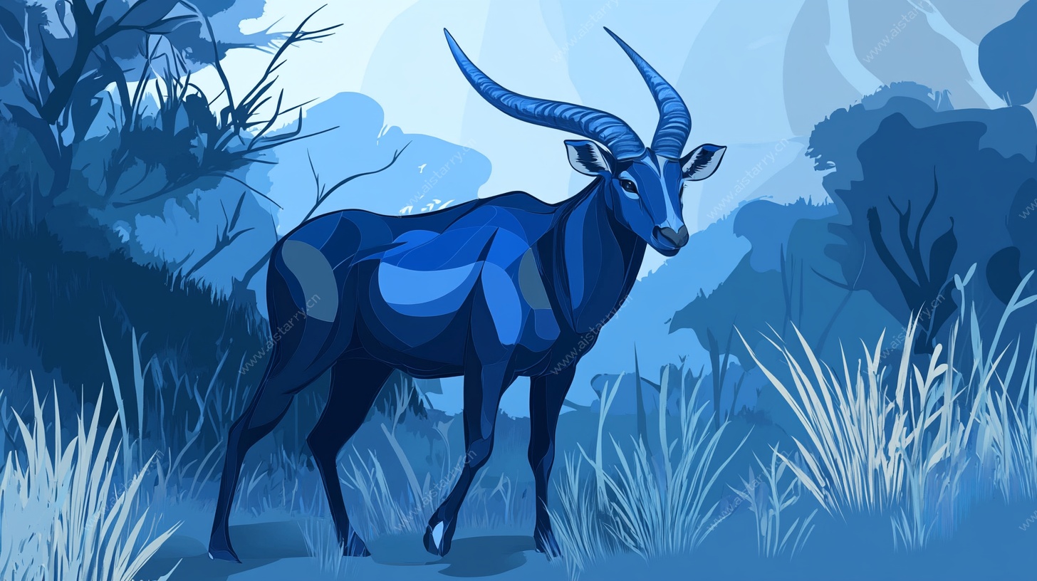 蓝调羚羊丛林图