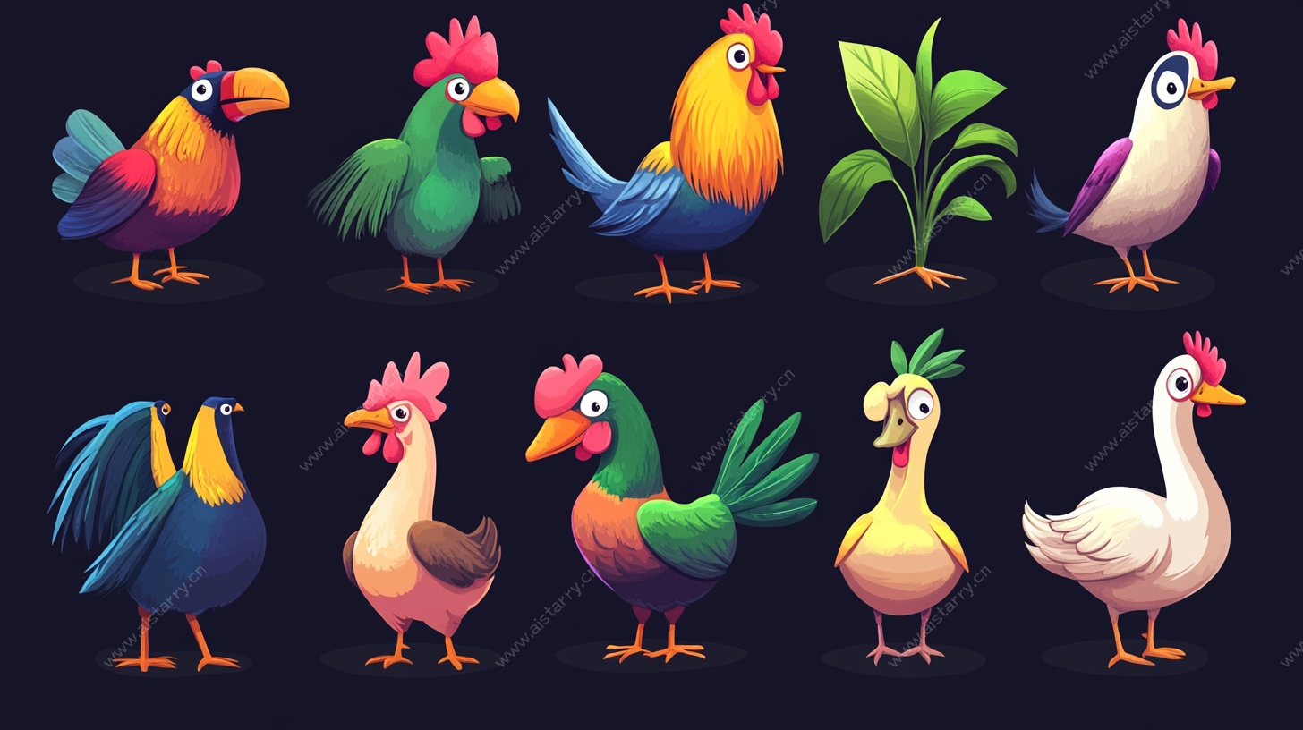 多彩卡通家禽大集合