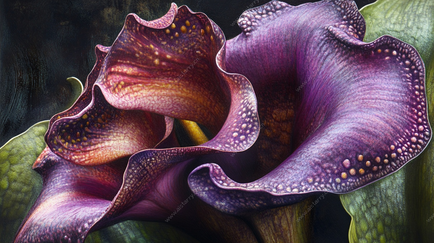 梦幻紫色海芋花特写