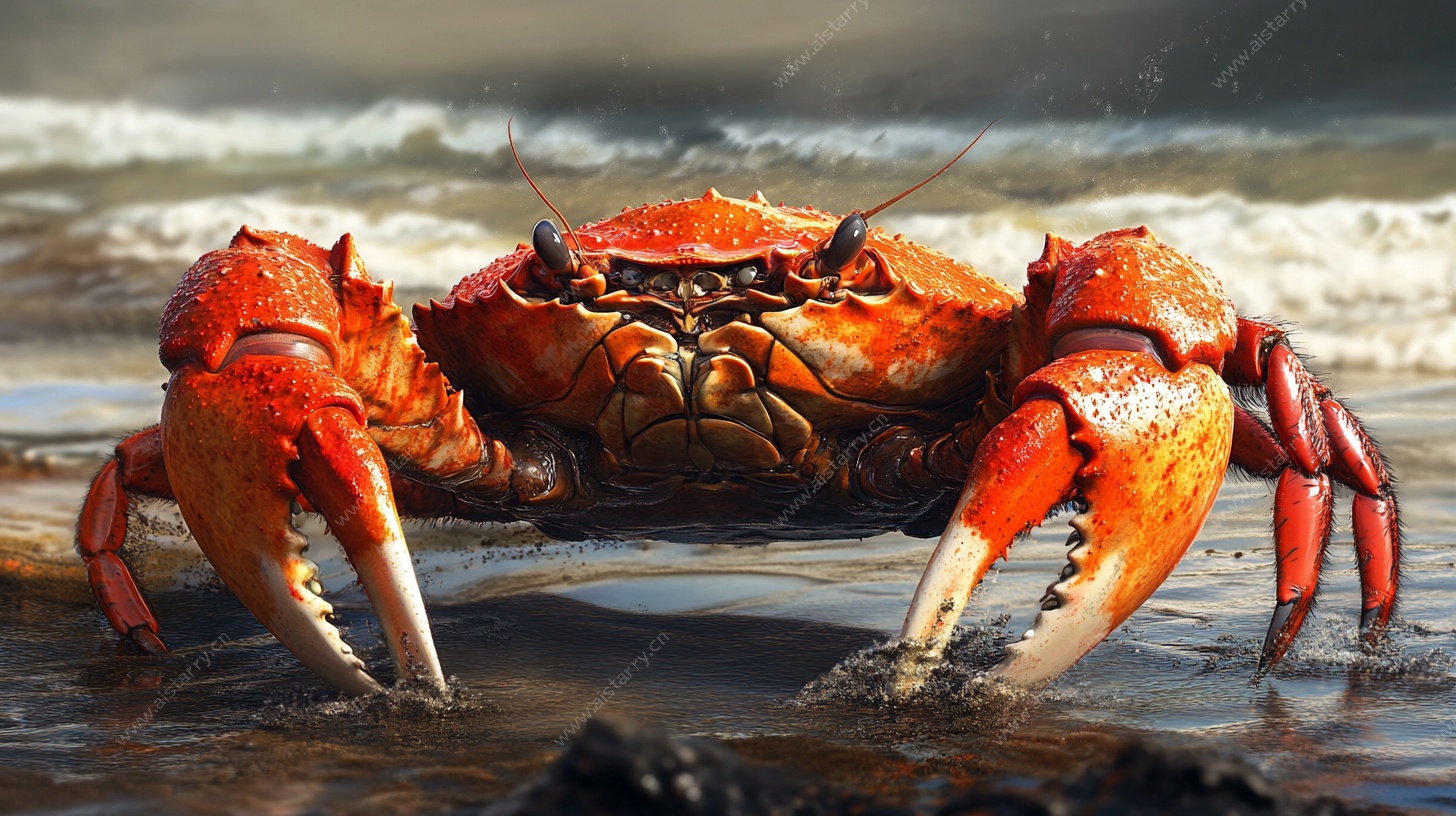海边巨形红蟹特写