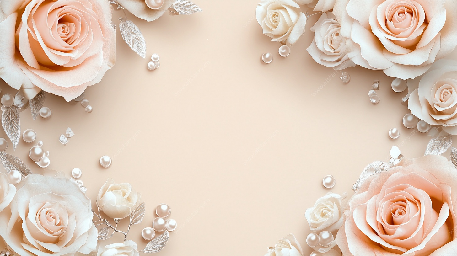 粉玫瑰珍珠装饰浪漫背景