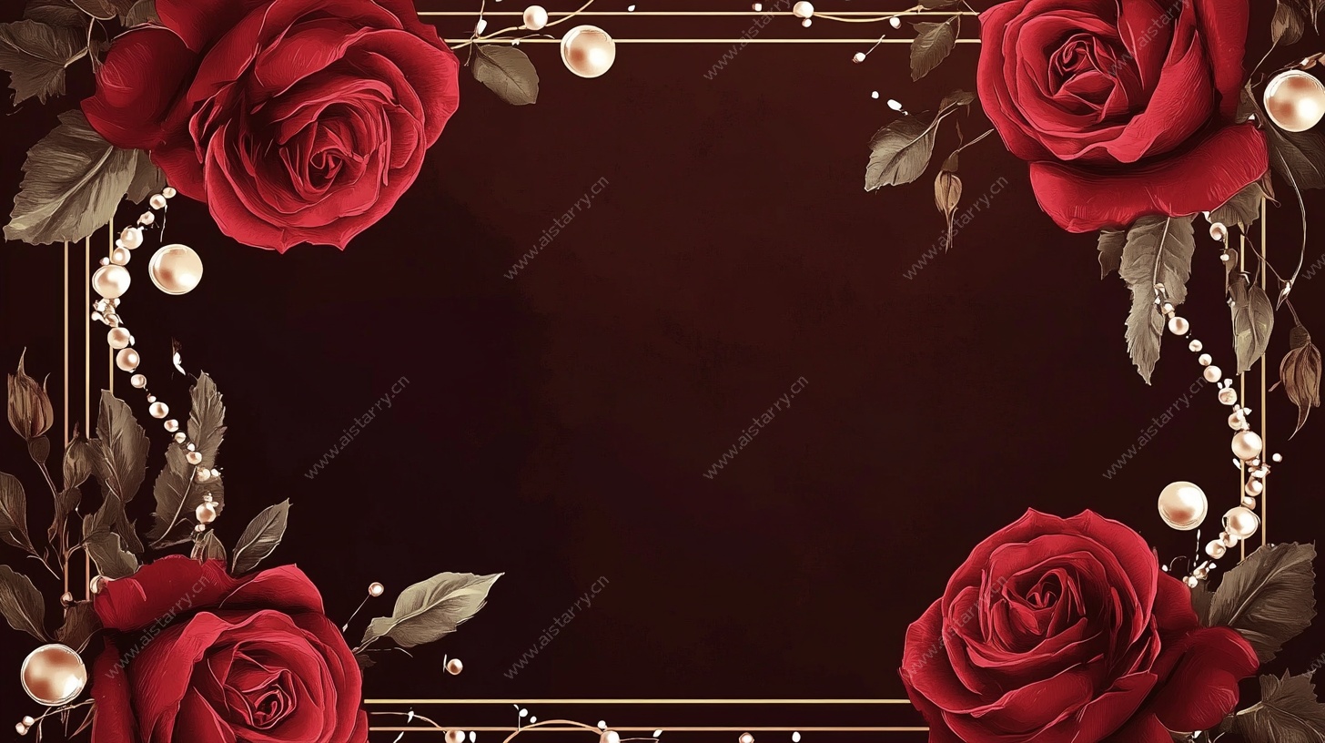复古玫瑰珍珠边框背景图