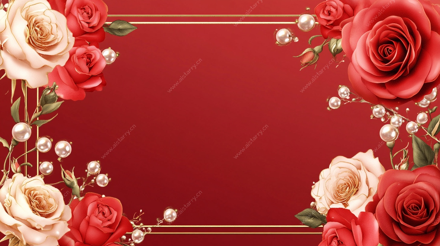 红底玫瑰装饰背景图