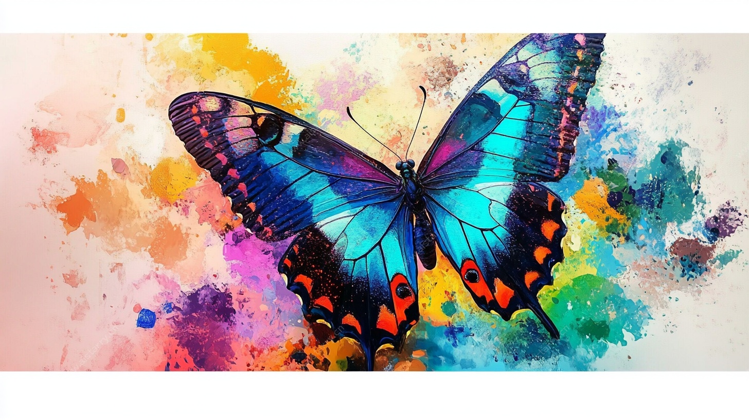 彩色水彩风蝴蝶艺术画作