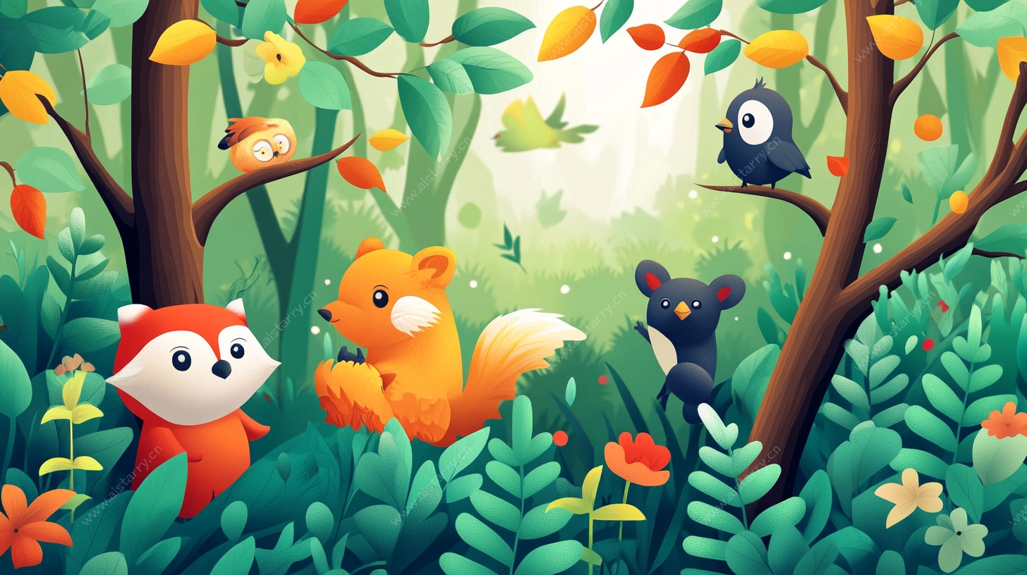 森林中的动物聚会