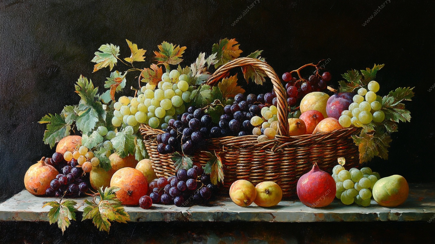 水果满篮静物油画
