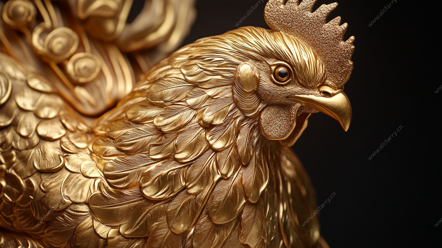 金色雄鸡雕塑特写