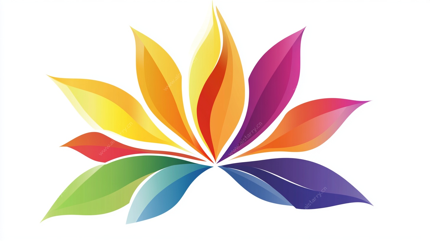 多彩莲花抽象标志图案