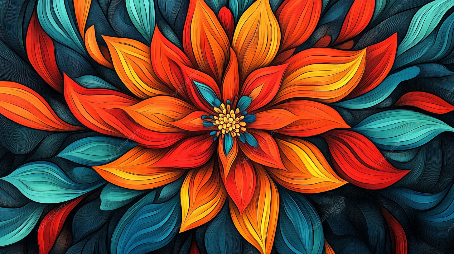 绚丽多彩抽象花卉图案