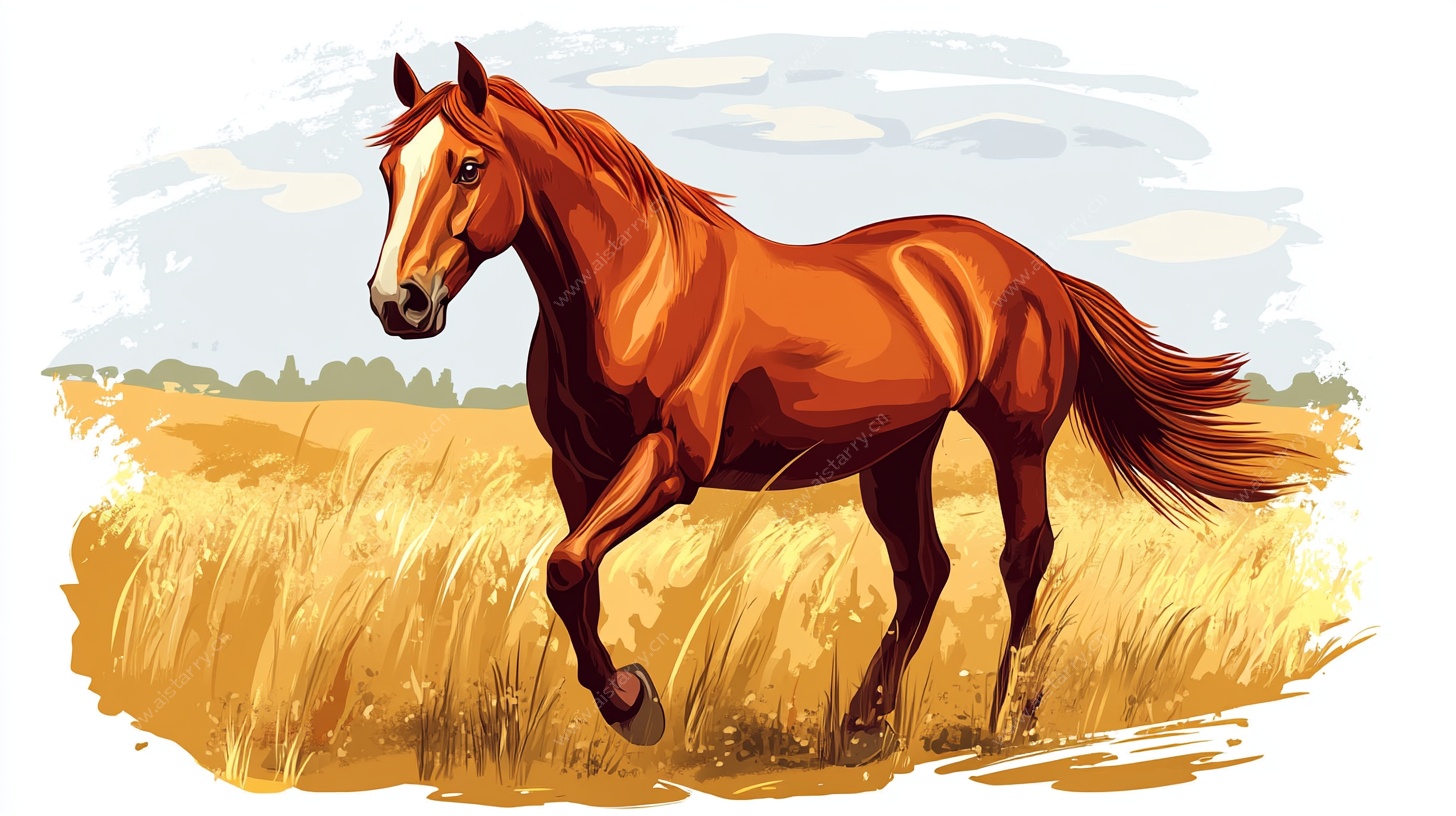 田野间的奔跑骏马