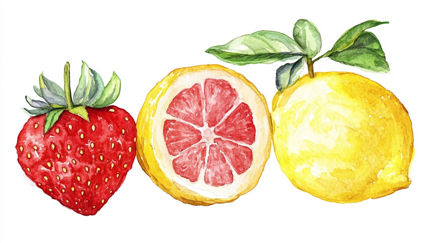 水彩绘新鲜水果组合