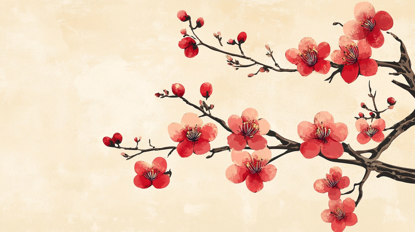 红梅绽放古风背景图
