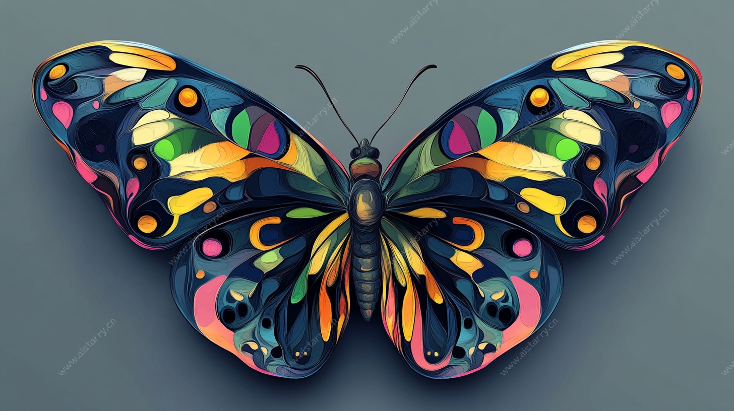 多彩梦幻蝴蝶插画