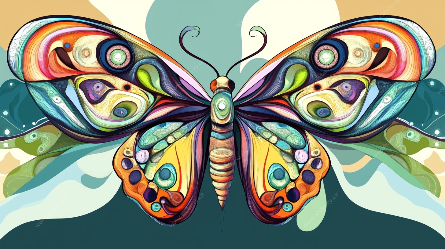 多彩梦幻蝴蝶插画