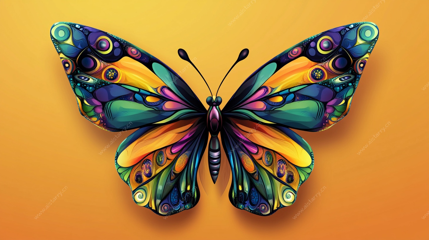 多彩斑斓蝴蝶插画