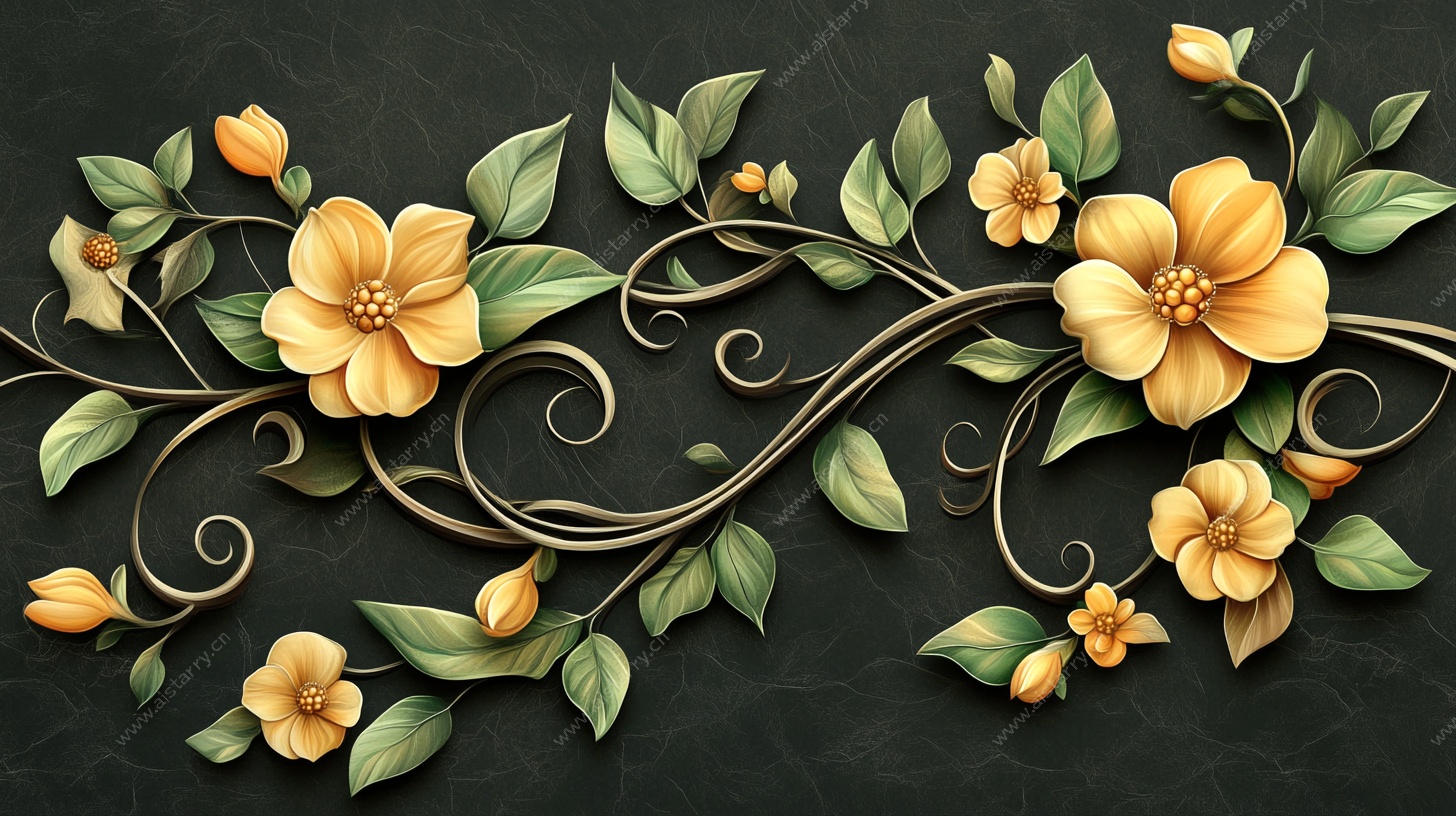 立体花卉藤蔓装饰图案