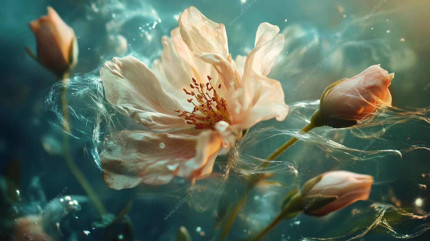 水中绽放的梦幻花朵