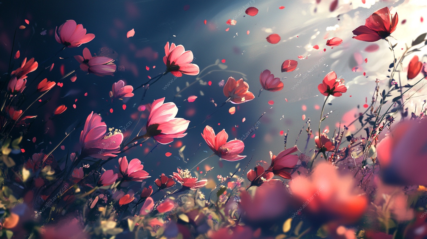 梦幻繁花飞舞的浪漫场景