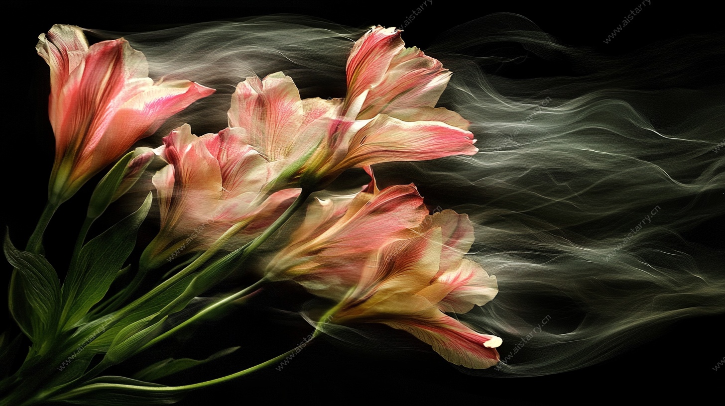 梦幻粉花与缥缈烟雾