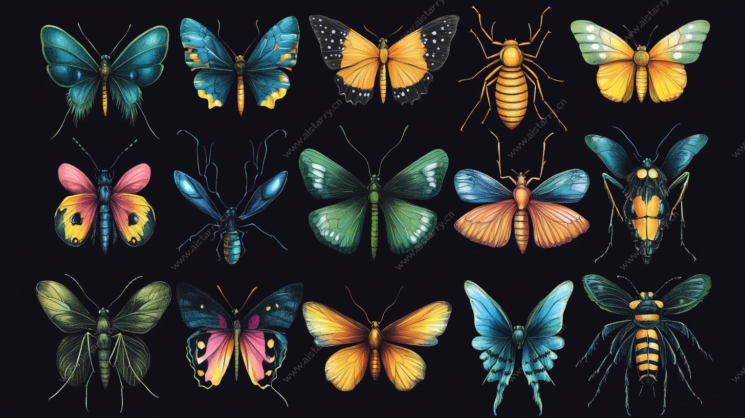 多彩蝴蝶插画集合
