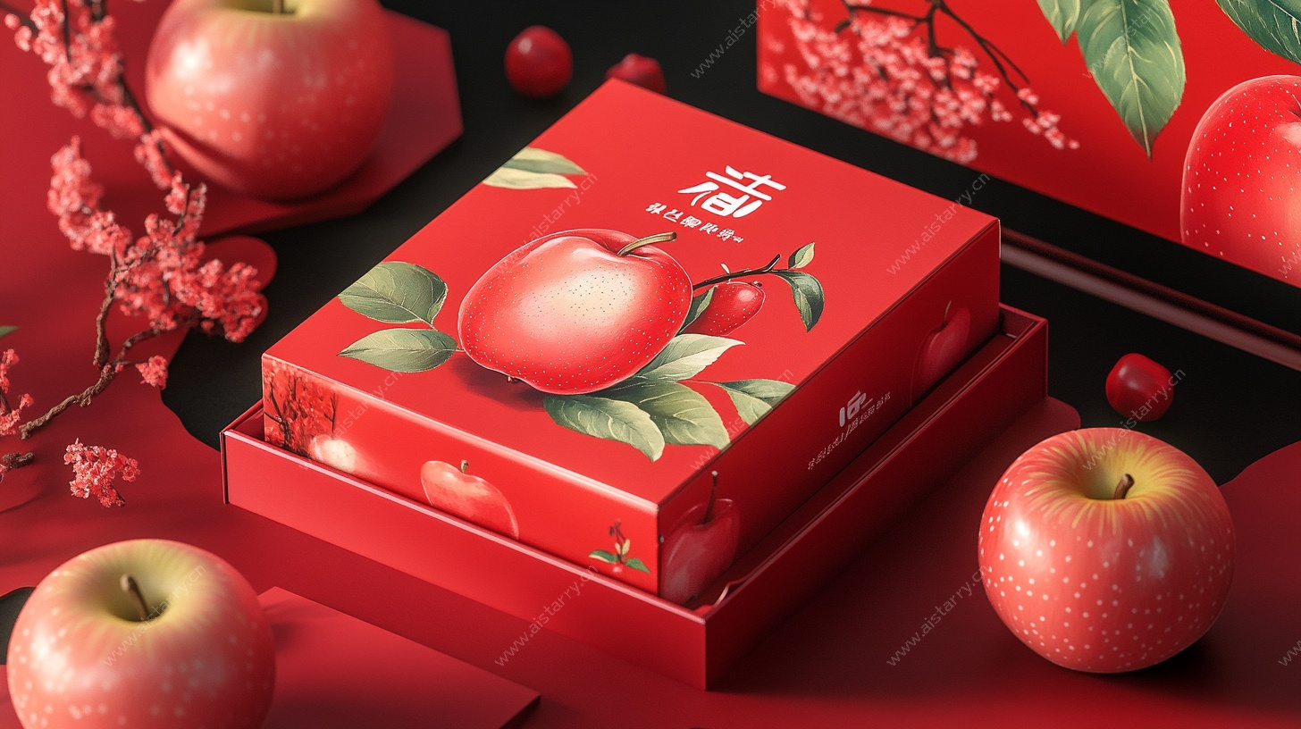 喜庆苹果礼盒静物展示