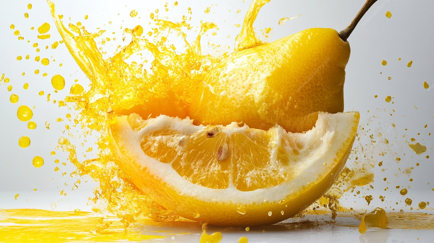 柠檬飞溅瞬间的活力图景