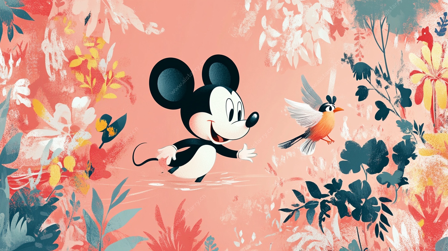 米奇漫步花丛间