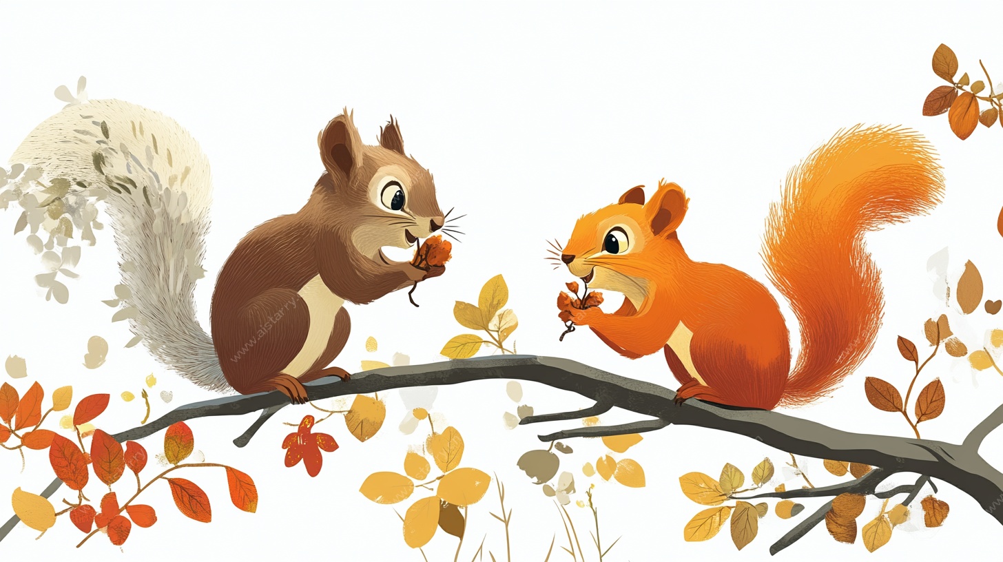 秋日松鼠枝头享美食