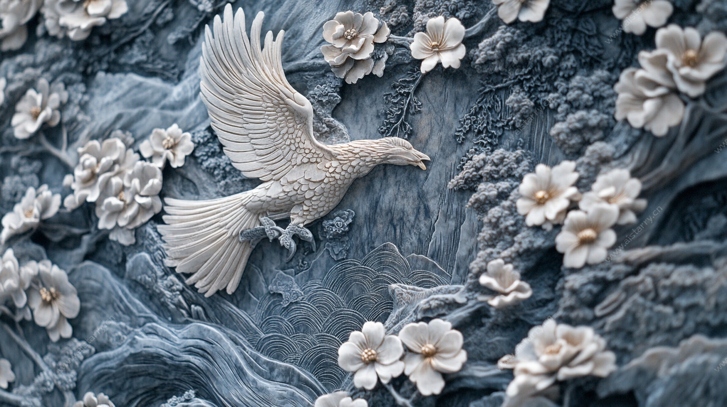 花鸟浮雕 飞鸟繁花之韵