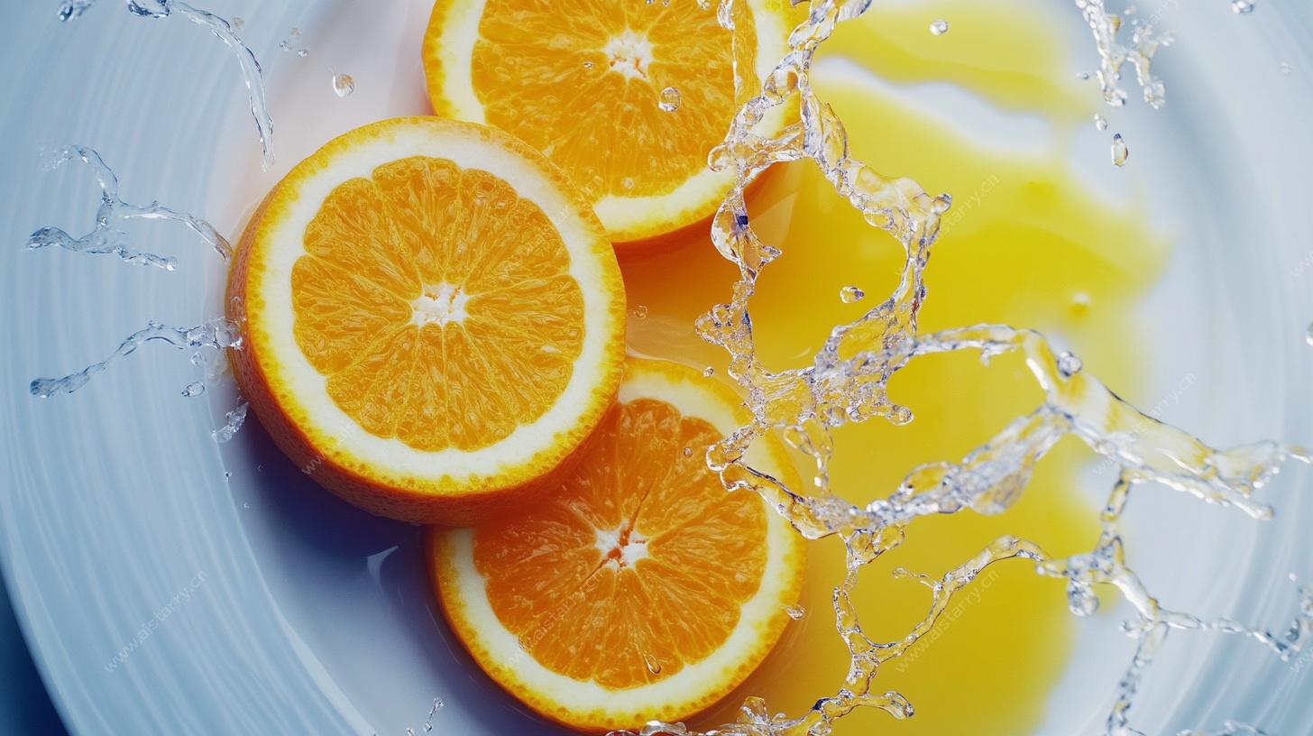 橙子切片溅汁画面