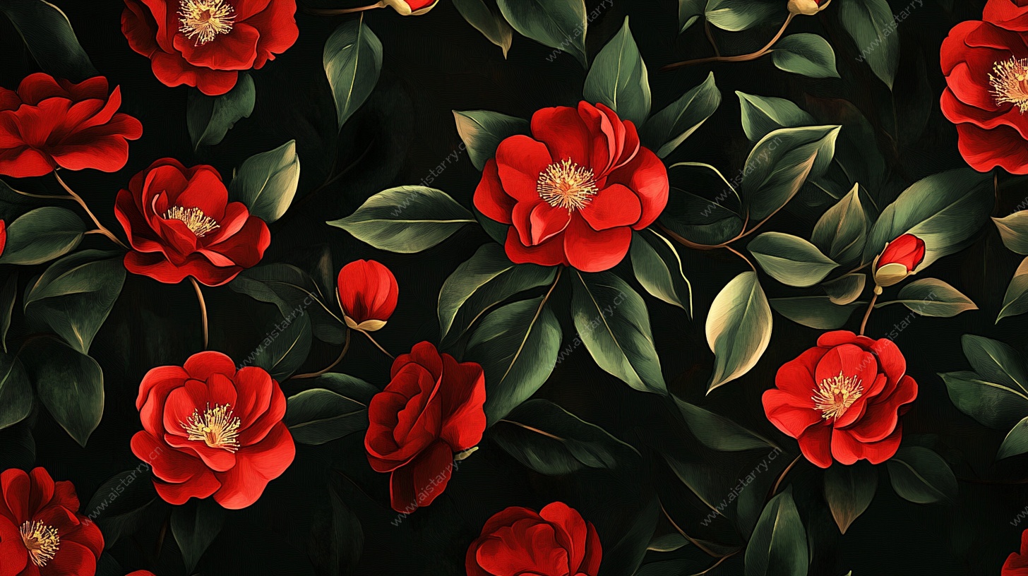 红山茶叶图案背景图