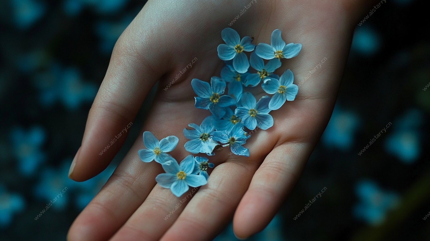 掌心蓝花 一抹温柔诗意