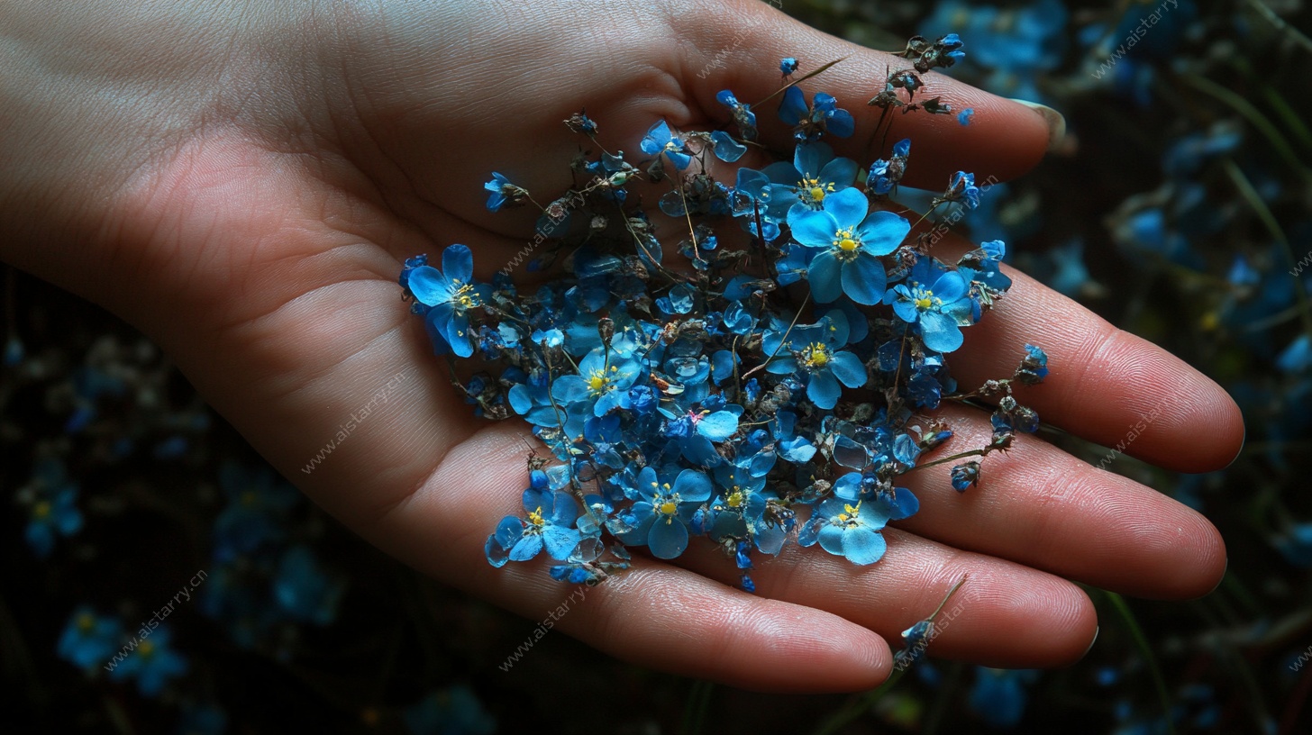 掌心蓝花 自然的温柔馈赠