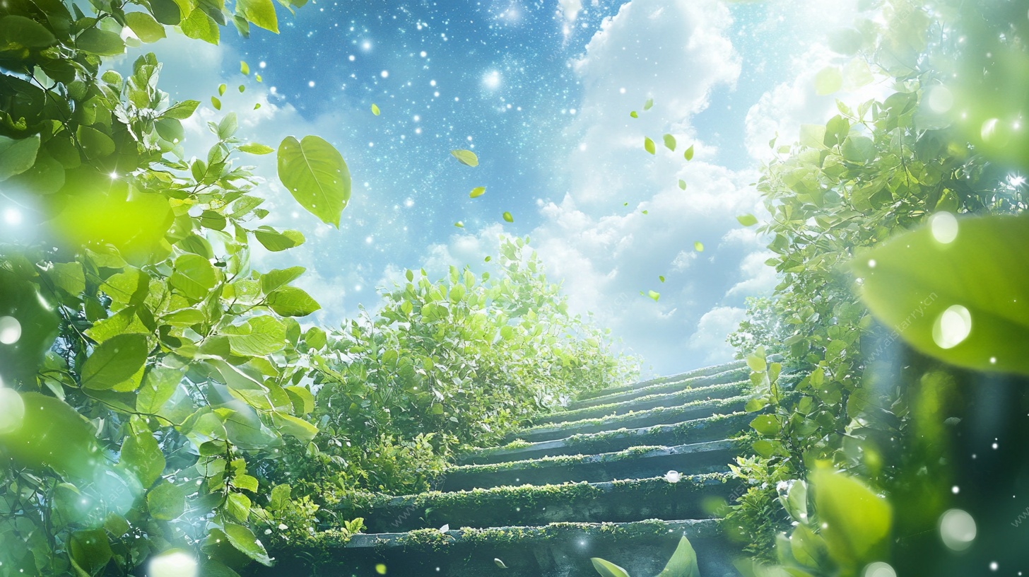 梦幻绿意阶梯通往光明