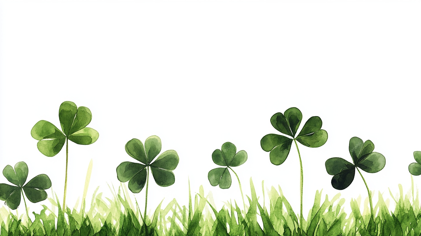 绿色三叶草草地清新插画