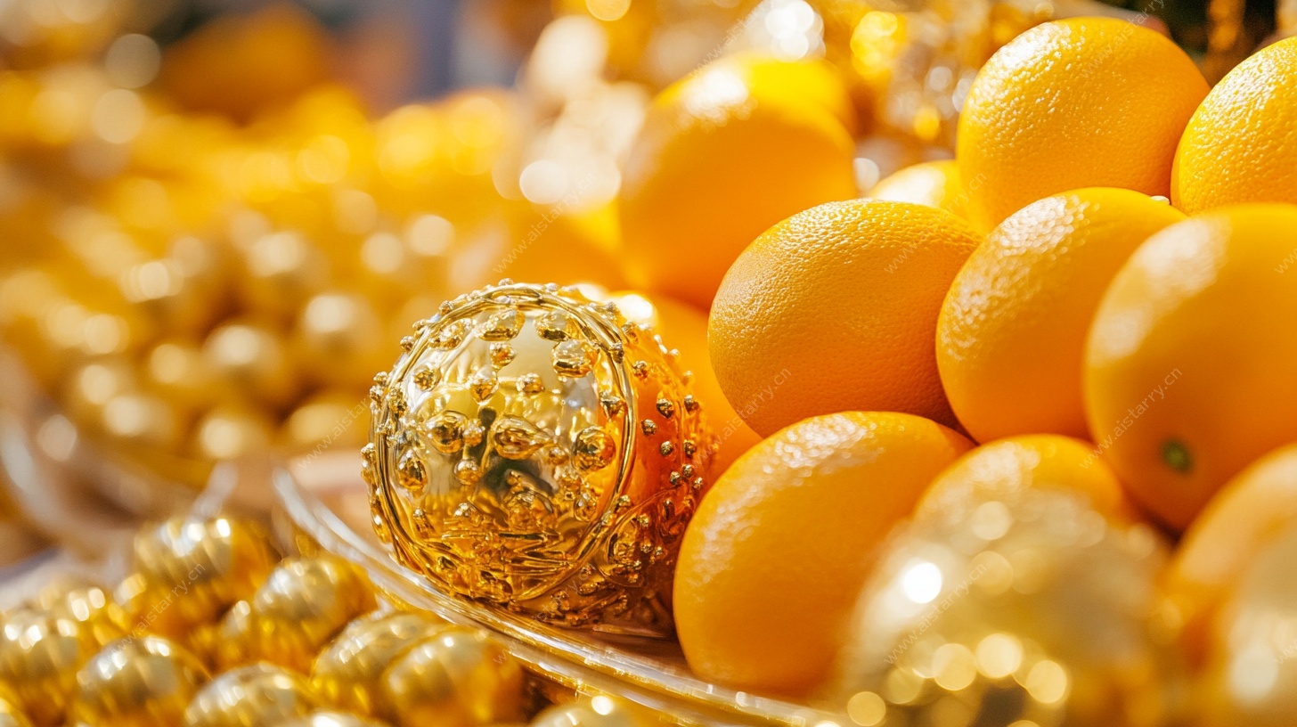 金饰与鲜橙的华丽组合