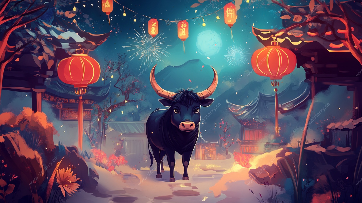 牛年夜景贺岁图
