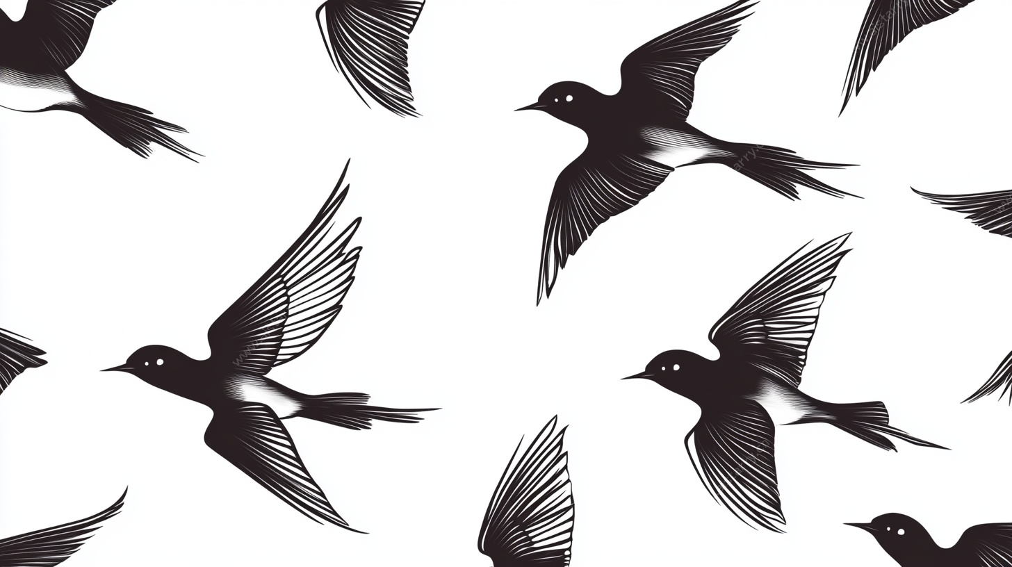 燕子飞翔无缝图案