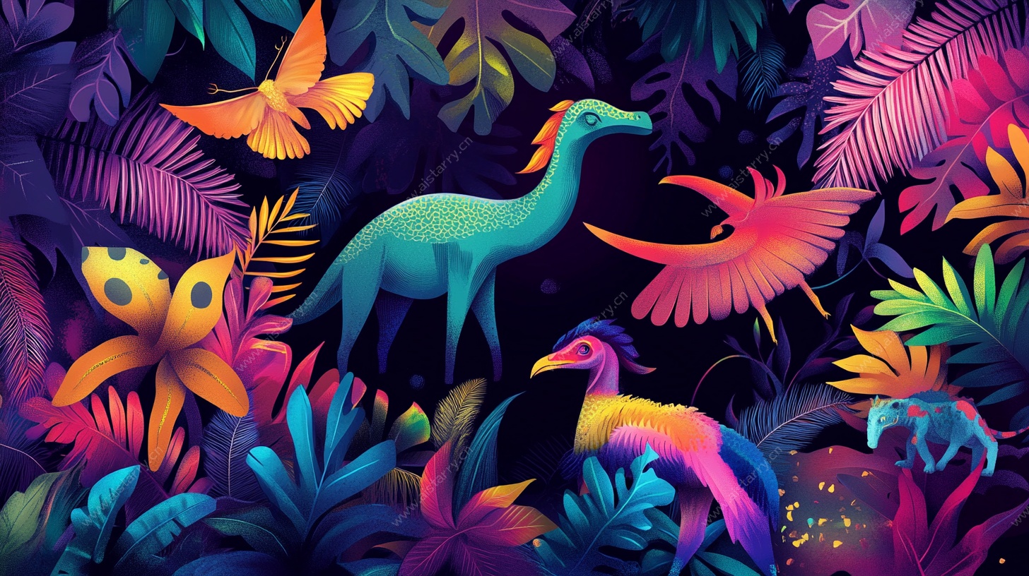 梦幻丛林中的奇幻生物