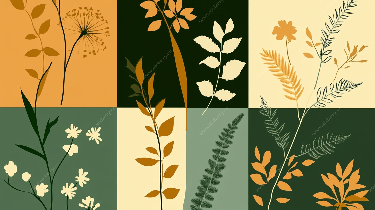 复古花卉植物图案集合