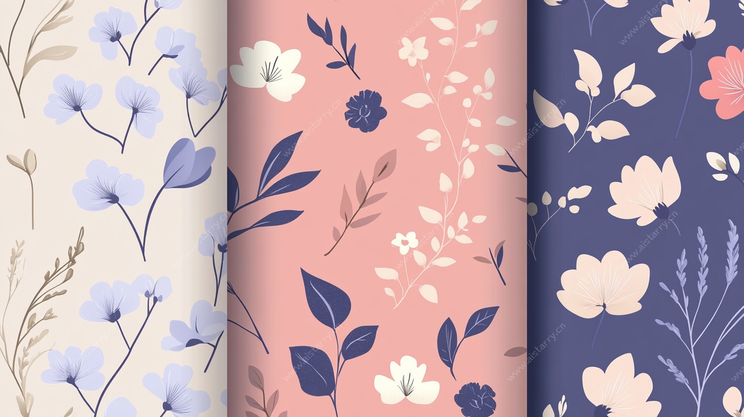 三款花卉图案墙纸设计