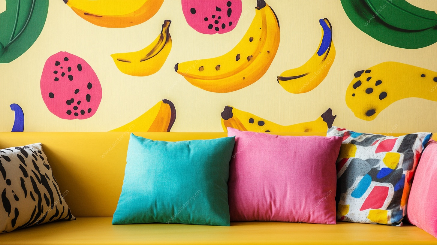 水果主题多彩沙发墙面装饰